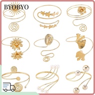 BYOBYO Opening Arm Bracelet, Adjustable Metal Wide Open Bangle, Glamorous Fashion Multi Style Gold C