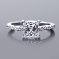 Princess cut 6x6mm 1.2ct moissanite engagement ring white D color moissanite plating white gold ring