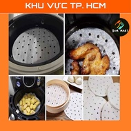 [Pack of 100 sheets] 23 cm perforated round parchment paper for air fryer - dumpling steaming paper