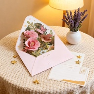 1PC 3D Pop Up Greeting Card with Flowers Design, Pink Envelope, Perfect for Birthday Anniversary Wed