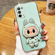 VRQR Labubu Casing for OPPO A74 5G A93 5G A93S 5G A54 5G Rotating Bracket with Mirror Soft Shell