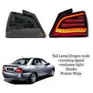 (1 Year Warranty) Proton Waja Dragon Scale Dynamic Albino LED Tail Lamp With Running Signal Lampu Be