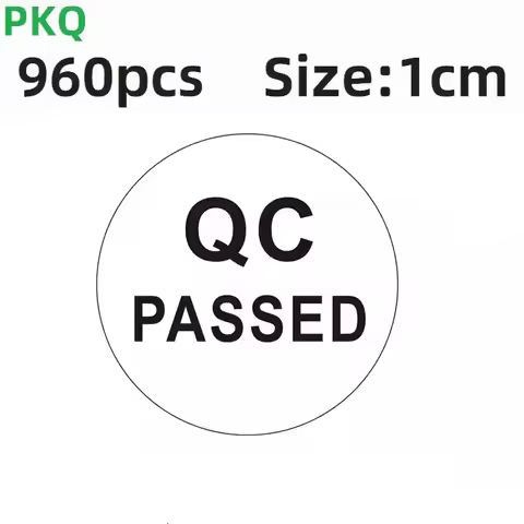 960pcs 1cm White QC PASS Paper Label Qualtity Controla Sticker Factory Product Check Mark Manufactur