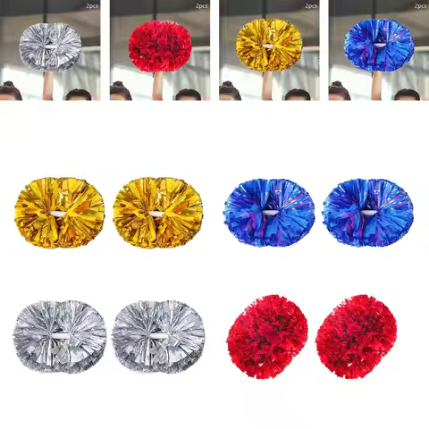 2x Cheerleading Pom Poms Cheer Poms 6 Inches for Team Shiny pompoms for Stage