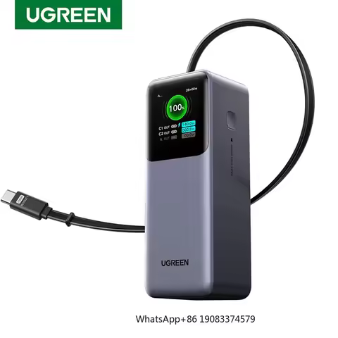 UGREEN Nexode Power Bank 20000mAh 165W Built in USB C Cable Laptop Travel Portable Charger 100W Inpu