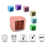 Digital LED Clock 7 Colours Light Effect Colourful Digital Alarm Clock Digital Jam Alarm Digital Bun