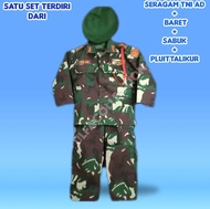 Baju Tentara Angkatan Darat Anak TK/Seragam TNI AD Cowo Baret Lengkap Termurah/Baju Seragam Tentara 