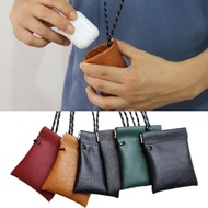 กระเป๋าเหรียญขนาดเล็กพร้อมสายคล้องคอชายและหญิงห้อยคอหูฟังเคสขนาดเล็กกระเป๋าสตางค์เคสหนัง PU แปลกใหม่