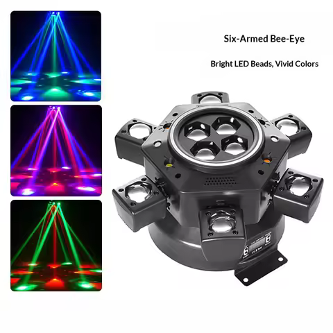 6-Arm Moving Head DJ Light 150W Remote Control Disco Party LED Beam Lights DMX512 Rotating Stage Eff