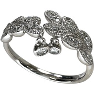 Pre-owned 18K White Gold 4.7g Women's Ring, Size 13, 0.45ct Diamond