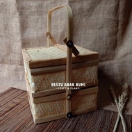 (B103) Rantang Kotak 25cm 2 susun|Susun|Makanan|Hampers|Serbaguna|Hiasan|Hadiah|Box|Murah|Wadah Nasi