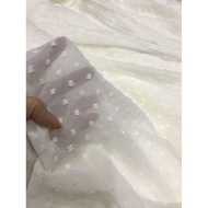 White Chiffon Fabric Embroidered Beads _ ((1m5 Size) Soft Seductive Dress Design, Designer Dress, Etc.
