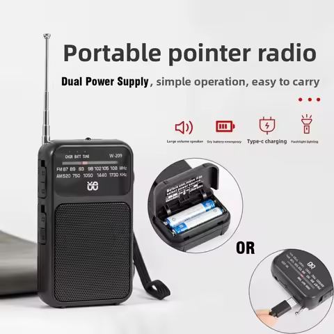 Flashlight Transistor Radios Emergency Survival AM FM battery operated radio small portable radio re