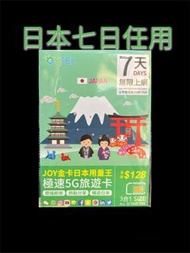🔥包平郵🔥Joytel 日本 7日 7天 5G 4G 無限上網卡 Data Sim Card 7 Days Japan 漫遊卡 數據卡