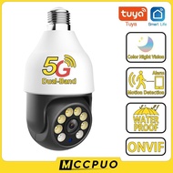 Mccpuo 4MP 5G WiFi Light Bulb Surveillance Camera Waterproof Color Night Vision Wireless Security PTZ Camera E27 Interface Tuya