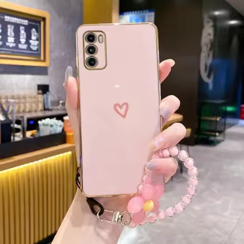 G 8 9 play Love heart Flower Strap Case On For Motorola Moto Edge 20 30 G8 G9 E7 Plus Play E20 E13 E