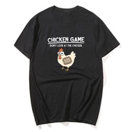Chicken Game Don't Look At The Chicken Funny Meme Men's T-Shirt Graphic Milk silk Crew Neck Tee Shir