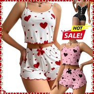 Korea sexy Home Wear Pajamas for All Seasons New Polyester Fabric Heart-shaped Print Sexy Style