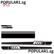 POPULAR 5pcs Car Body Sports Racing Stripe Stickers, Black Rear View Mirror 15 * 2.4CM (2pcs) Door Hood Mirrors Sticker, Cover 120 * 15CM (1pcs) Vinyl Sticker Accessories
