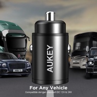 Aukey Car Charger 30W Fast Charge Dual Port USB-C+USB-A PD QC3.0 CC-A3