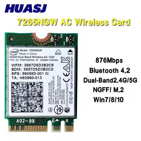 Bluetooth WiFi Card For Intel 7260NGW 7265NGW Wireless Network Adapter 802.11AC Dual Band 2.4G 5G Fo