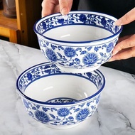 [48H Shipping] Chinese Style Blue and White Porcelain Porridge Noodle Bowl Soup Bowl Beef Ramen Inst