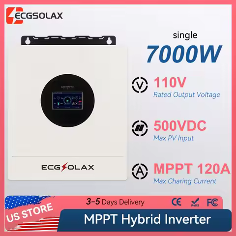 ECGSOLAX 7KW Hybrid Solar Inverter 48V 110V Single-Phase Pure Sine Wave Inverter with MPPT 120A Sola