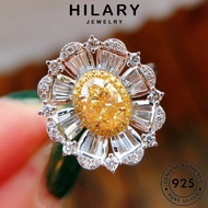 HILARY JEWELRY Sterling Cincin Original Perempuan Citrine Silver Flowers Adjustable Perak Women Korean 純銀戒指 925 For Creative Accessories Ring R1918