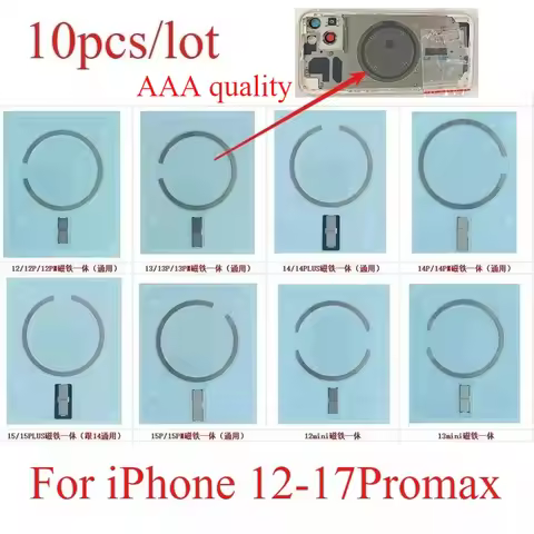 AAA 10pcs For iPhone 12- 17 Pro Max Back Housing Magsafe Magnetic Metal Ring Replacement Wireless Ch