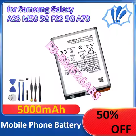 [EB‑BM526ABS] for Samsung Galaxy A23 M53 5G F23 5G A73 Mobile Phone Battery 5000mAh with Tools