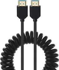 AWADUO HDMI 2.1 Cable Male to Male Extension Cord, Ultra Spring High Speed HDMI Coiled 8K@60Hz 4k@120Hz Compatible with Monitor/Projector(Male to Male)