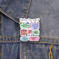 1 Pc Self-Care Affirmation Theme Enamel Pin "Note To Self" Sticky Note Multi-Quote Heart Cherry Deco