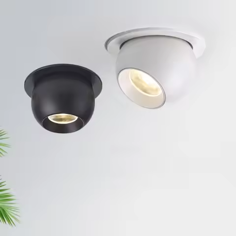 Round 355 Angle Rotate Dimmable LED COB Recessed Downlight 7W 9W 12W Ceiling Spot Light Pic Backgrou