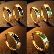 Adjustable 916 Gold Plated Green Jade Opening Ring Women Cincin Finger Rings