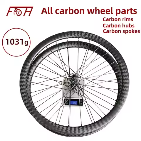 1031g Super Light 700c Carbon Wheelset Rim Brake, Carbon Fiber Hub, 1.8g Carbon Fiber Spoke 48 Holes