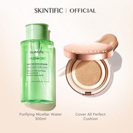 SKINTIFIC 2PCs Set Mugwort Purifying Micellar Water & Cover All Perfect Cushion Foundation