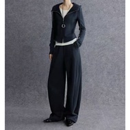 New Leisure Fleece Lined Long Sleeve Jacket Tops and Pants Set for Women