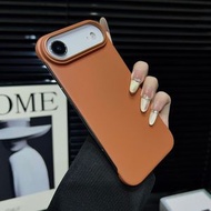 適用於幻鏡紅圈磁吸荔枝皮紋殼無邊框-棕色 iPhone Air
