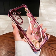 YBD Phone Case For Redmi 15 4G 5G Clear Caing Parkling Pink Love Bracelet and Portable Wristband