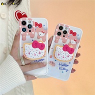OPPO Reno 6 5 5F 4F 3 F19 F17 Pro F11 F9 F1S R17 R11S R11 Phone Case Pink Cream Hello Kitty Melting Ice Cream Bowknot Bow Donut Holder Stand Cat Cute Cartoon Fresh Simple Soft TPU Casing Case Cover