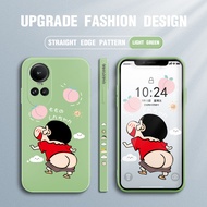 Hontinga Casing Case For OPPO Reno 10 Reno10 Pro Plus Pro+ 5G Case New Cartoon Crayon Shin-chan Case Square Liquid Soft Silicone Edge Pattern Rubber Case Full Cover Camera Protection Cases Back Phone Casing Softcase For Boys Girls
