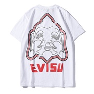 Japanese tide brand Fu shen Evisu back smiling Buddha head Summer Loose round neck short sleeve male