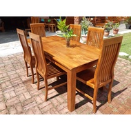 SET MEJA MAKAN KAYU JATI 6 SEATER