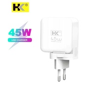 HK Charger Adapter 45W D035 Dual port PD & USB-A Support Fast Charging AFC SCP PPS Batok Charger hp