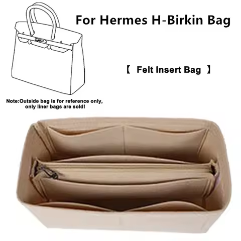 Durable Bag Organizer Soft Felt Liner Pocket Accessory For Hermes H-Birkin 25 30 35 Handbag Expand S