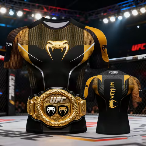 2025 Hot Selling UFC Men 3D Print Sports T Shirt Summer O Neck Short Sleeve Casual Top for Boxing MM