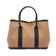 HERMES Garden Party PM 手提包 W Toile 軍綠色棕色黑色二手 SHW