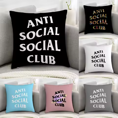 ANTI SOCIAL SOCIAL CLUB Pillow Case Sofa Decorative Home Double-sided Print Plush Square Throw Pillo
