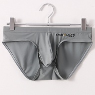 Men’s large-pouch ice-silk mesh briefs, sexy thin and sheer bulge-enhancing underpants, breathable y