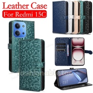 For Redmi15C 5G Flip Leather Phone Case For Redmi 15 C 15C Redmi15 C Redmi15C 2025 Magnetic Bracket 